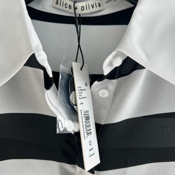 Alice + Olivia Willa Silk Striped Shirt - Picture 7 of 13